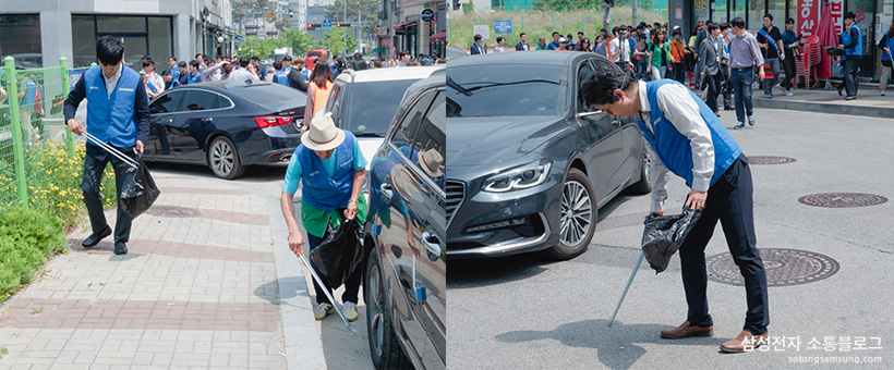 쓰레기 줍기 봉사활동중